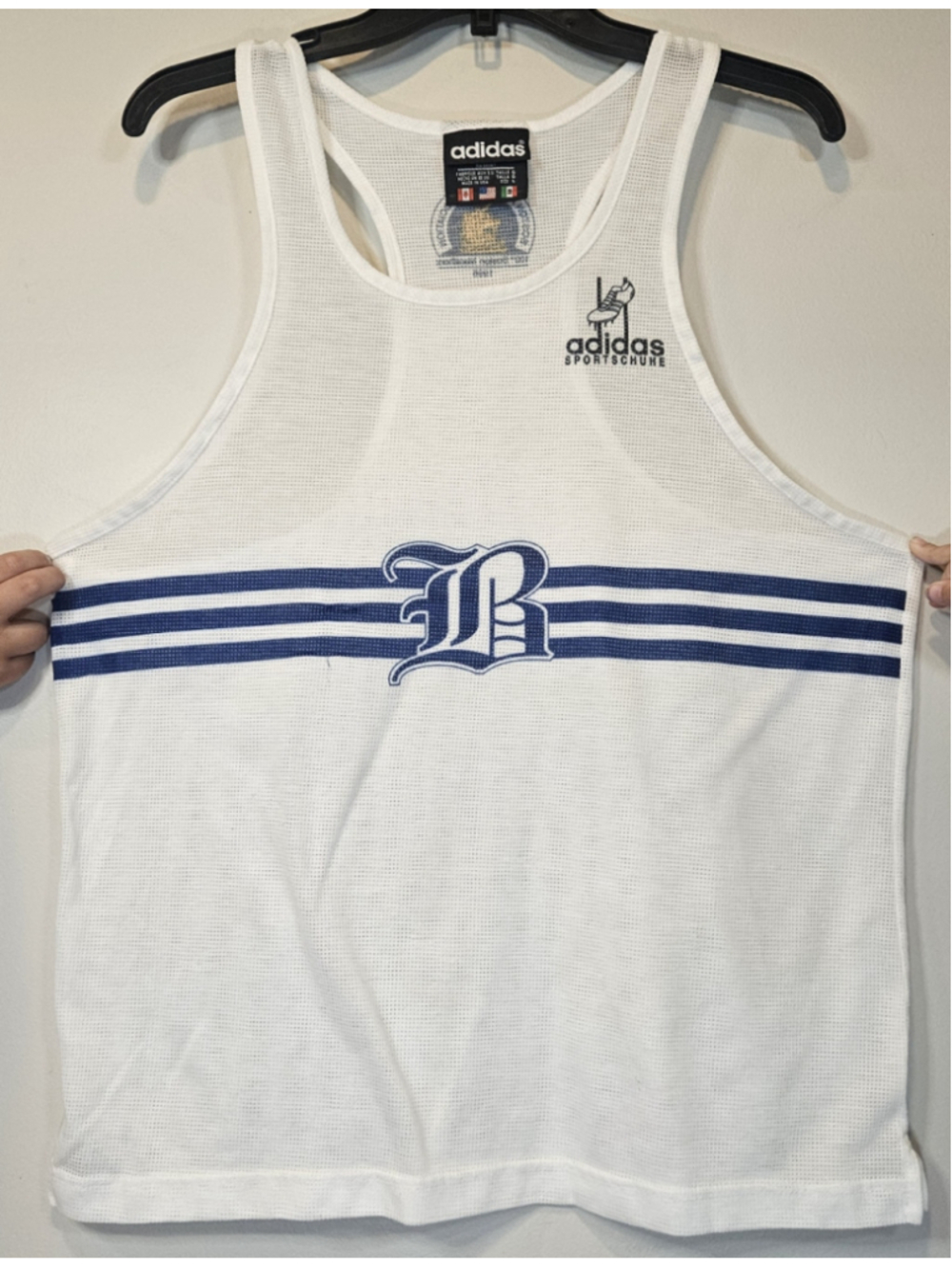 Vintage 1996 Adidas 100th Boston Marathon Mesh Singlet Jersey USA Large